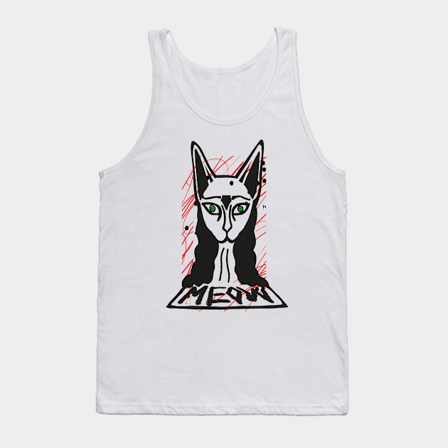 MEOW BACK PRINT Tank Top by Looki